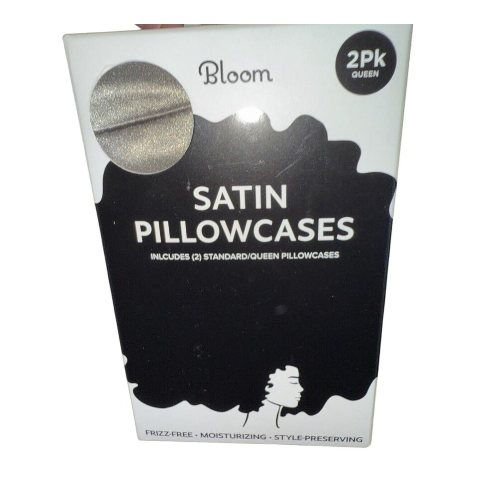 NIB Satin Pillowcase 2 Pack with Envelope Closure Queen Size Gunmetal 20"x28”